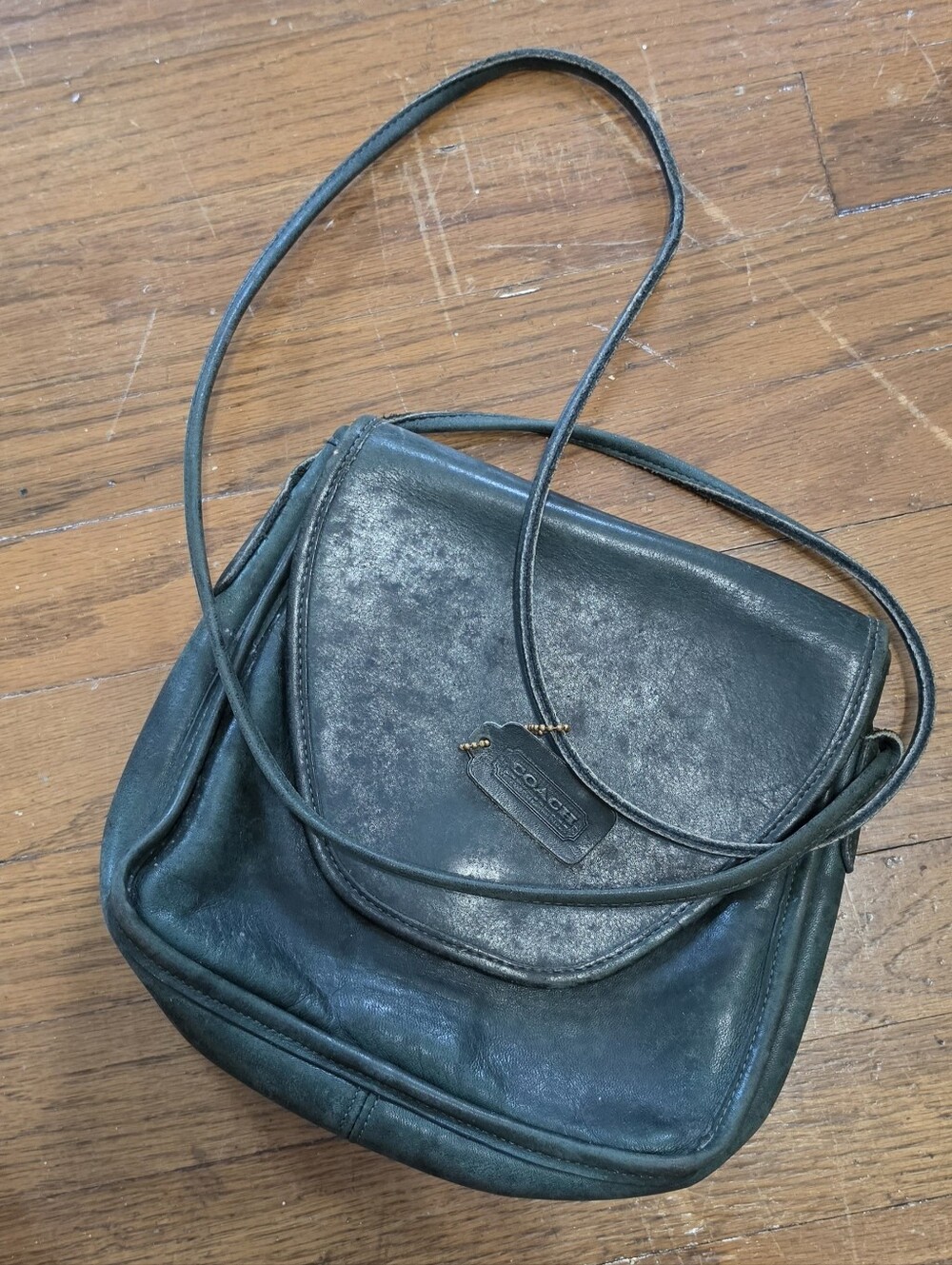 Coach Vintage Dark Green Leather Crossbody Bag.